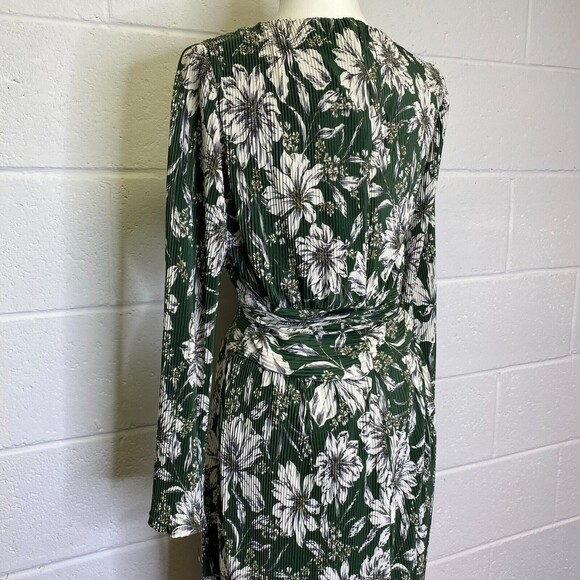 Rachel Rachel Roy Floral Print Midi Pleated Wrap Dress Spruce Bloom Medium - Picture 9 of 13